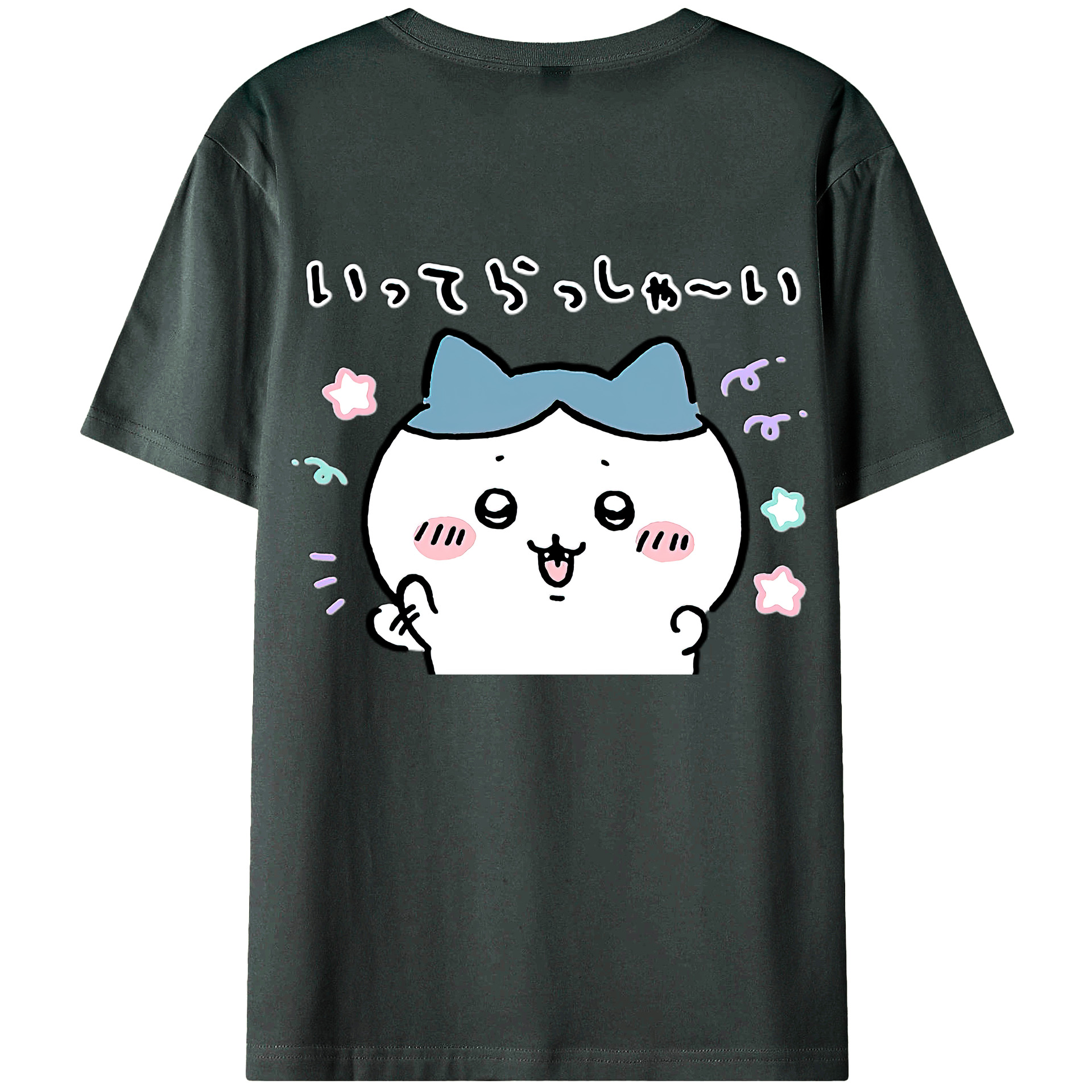（画像用） ちいかわ ハチワレ Chii-kawa hachiware 綿100％ メンズ半袖Tシャツ（バックプリント） 通気性